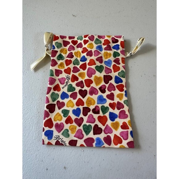 NWOT Brighton All Over Colorful Hearts Jewelry Drawstring Gift Travel Pouch - Picture 1 of 2